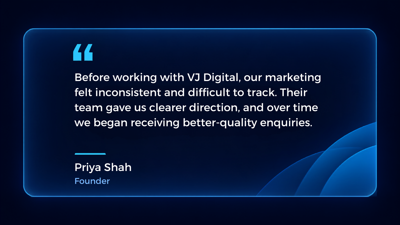 Home before working with vj digital, our marketing felt inconsistent and difficult to track. their team gave us clearer direction, and over time we began receiving better quality enquiries.